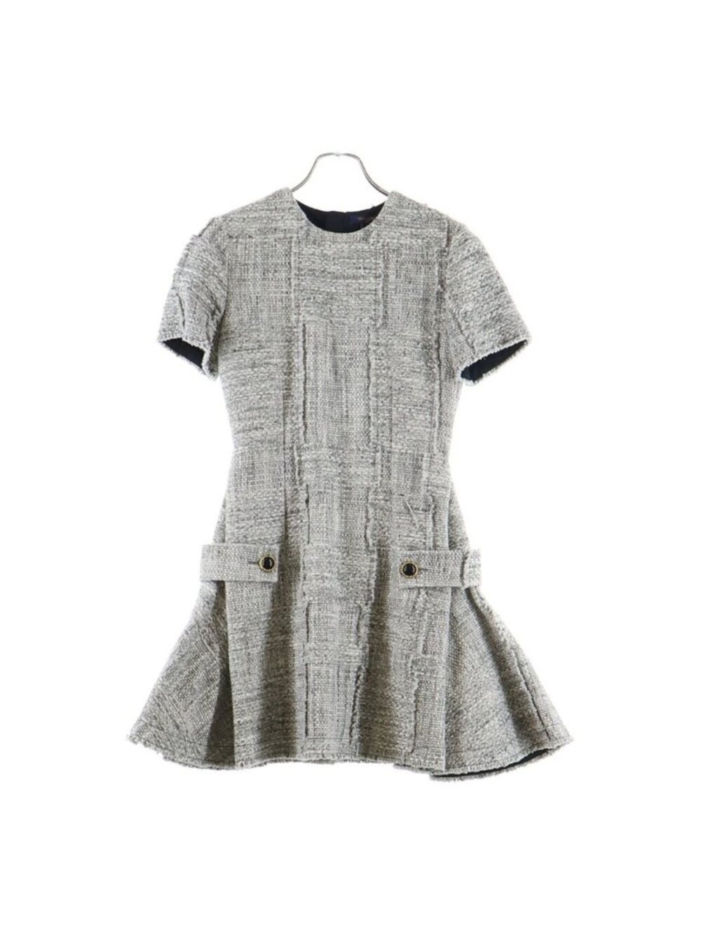 Louis Vuitton Dress Collarless Tweed Gray